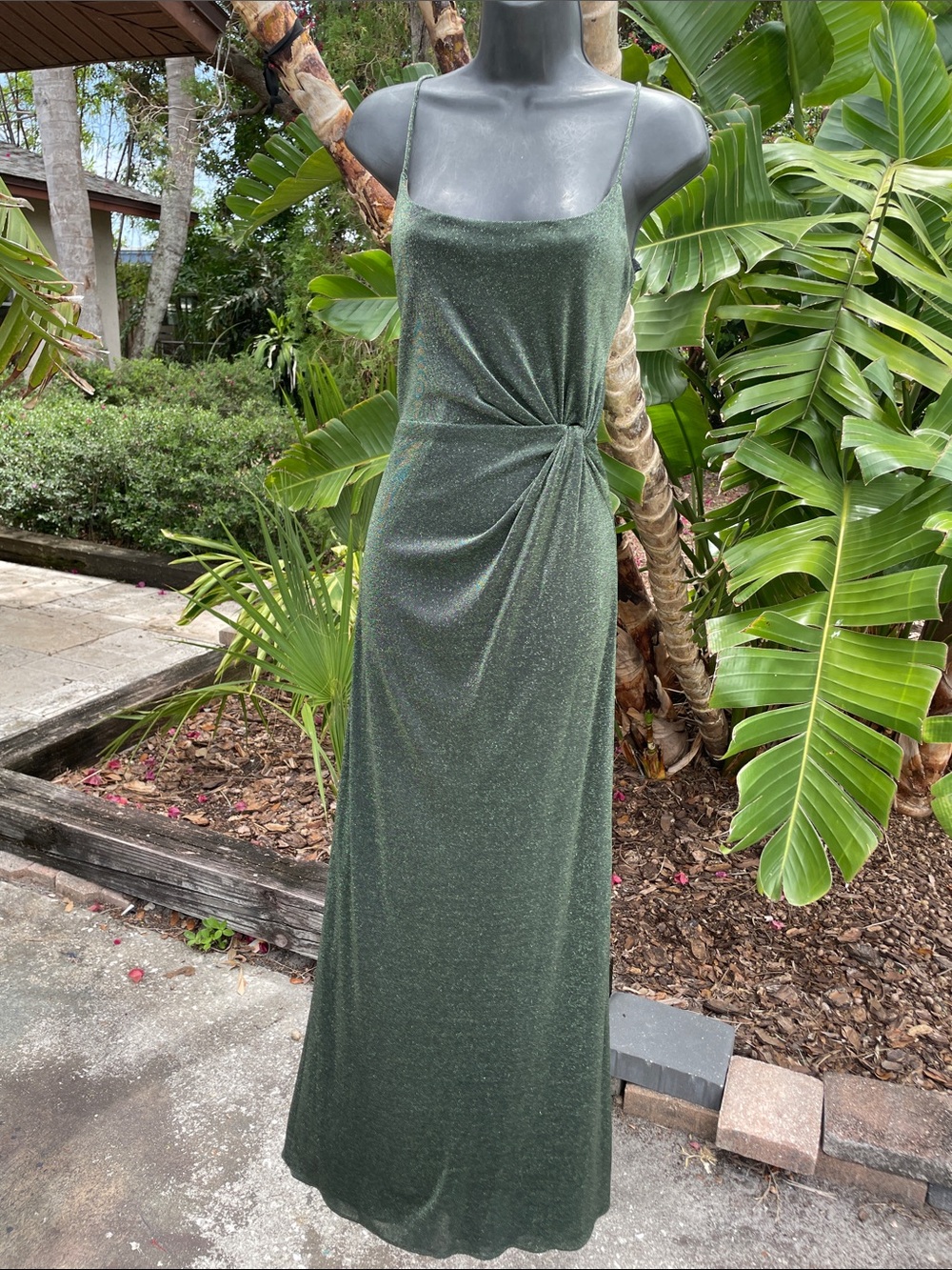 Nikki Lavis  pewter chain, mail maxi slip dress